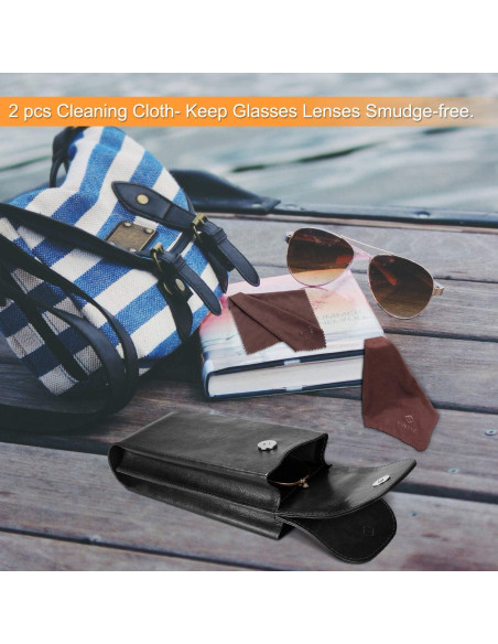 Estuche Doble para Gafas Fintie Negro con Gancho y Paños