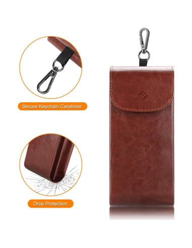 Estuche Doble para Gafas Fintie Marrón con Mosquetón