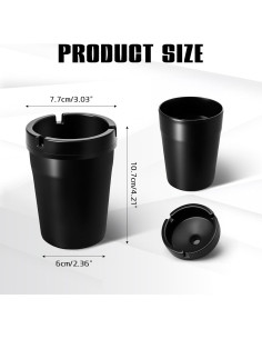 Cenicero de Coche Wuyaoyao 2PCS Autoextinguible Negro 2