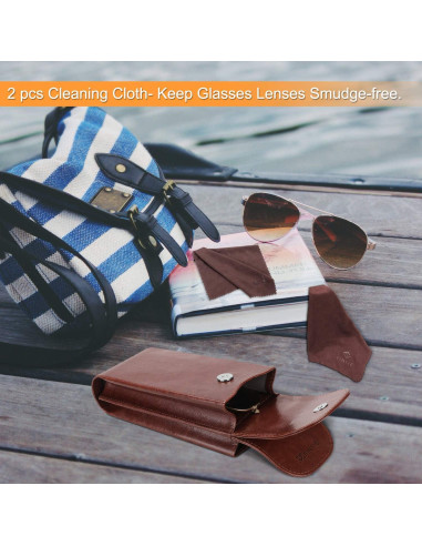 Estuche Doble para Gafas Fintie Marrón con Mosquetón