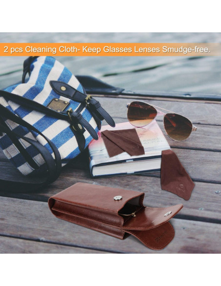 Estuche Doble para Gafas Fintie Marrón con Mosquetón