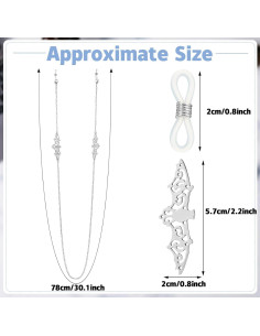 Cadena de Cristal de Murciélago Plateada para Gafas 75 cm 2