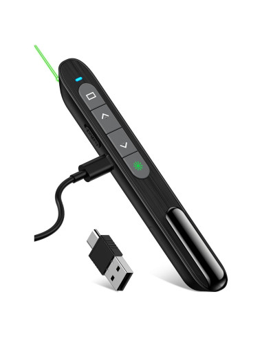 Clicker de Presentación Recargable USB C DinoFire con Luz Verde