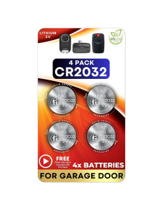 Baterías CR2032 Litio 3V - Paquete de 4 para Abridores de Garaje