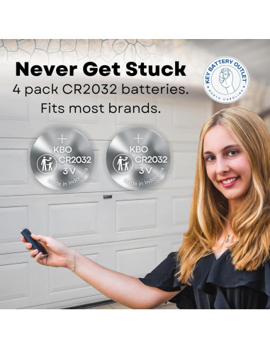 Baterías CR2032 Litio 3V - Paquete de 4 para Abridores de Garaje