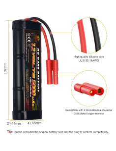 Batería NiMH 7.2V 5000mAh melasta para RC Redcat Racing 2