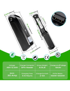 Batería de Litio 48V 12.5Ah CXZCXZ para Bicicletas Eléctricas 2