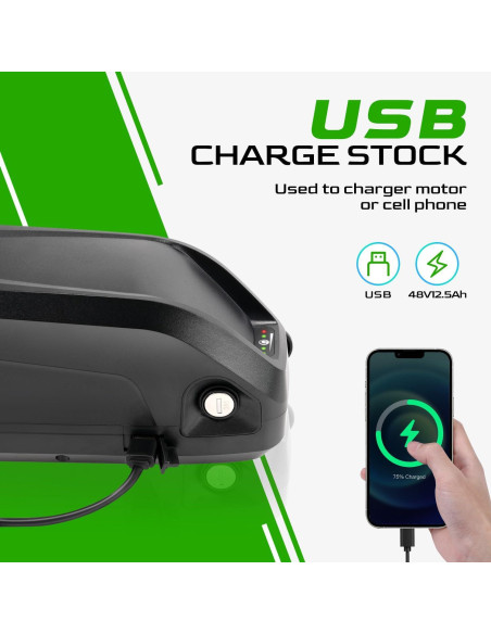 Batería de Litio 48V 12.5Ah CXZCXZ para Bicicletas Eléctricas
