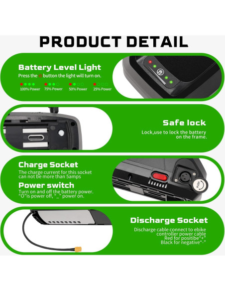 Batería de Litio 48V 12.5Ah CXZCXZ para Bicicletas Eléctricas