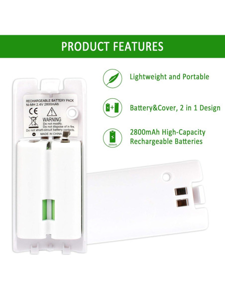 Baterías Recargables Kulannder 2800mAh para Wii Remote - 4 Pcs