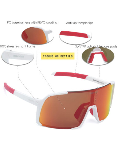Gafas de sol deportivas Maivnz 882 UV400 para béisbol