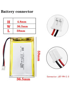 Batería Lipo Recargable 3.7V 1300mAh BIHUADE 503759 2