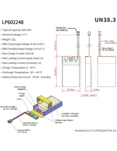 Batería de polímero de litio EEMB 3.7V 620mAh 602248 2