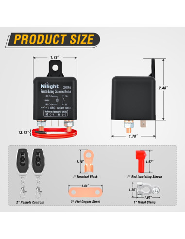 Interruptor de Desconexión de Batería Remota Nilight 200A 12V