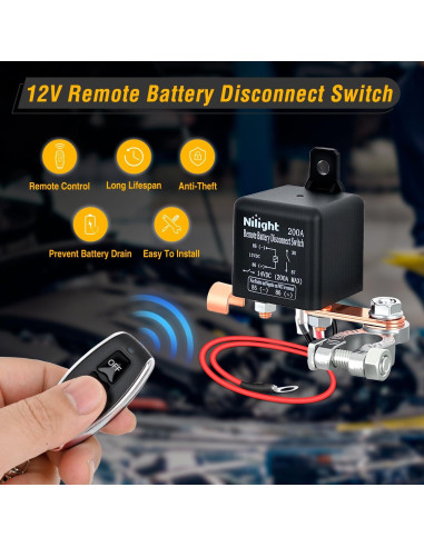Interruptor de Desconexión de Batería Remota Nilight 200A 12V