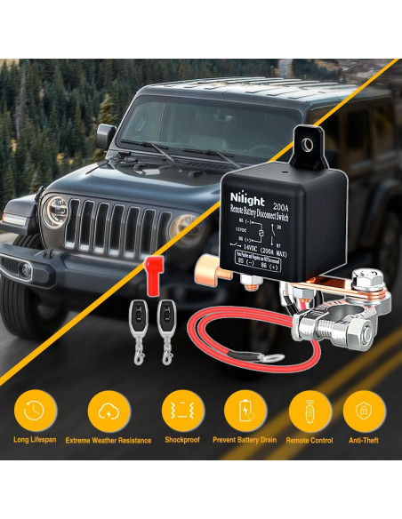 Interruptor de Desconexión de Batería Remota Nilight 200A 12V