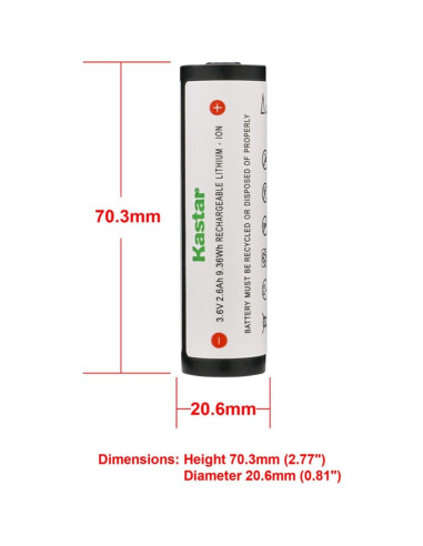 Batería de Litio-Ion Kastar 3.7V 2.6Ah para Linternas Streamlight