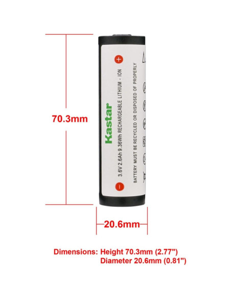 Batería de Litio-Ion Kastar 3.7V 2.6Ah para Linternas Streamlight