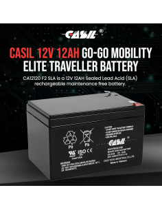 Batería Casil 12V 12Ah AGM - Reemplazo 6-DZM-12 para Scooter 2