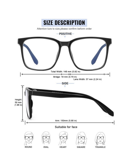 Gafas Anti Luz Azul TEAPLMTT Cuadradas para Computadora