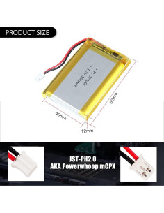 Batería de polímero de litio AKZYTUE 3.7V 3600mAh 124060 2
