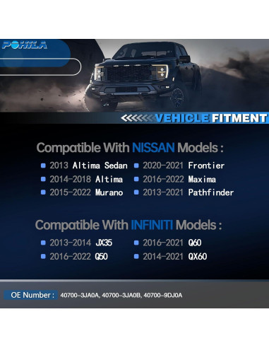 Sensor TPMS POHILA 433MHz Reemplazo para Infiniti/Nissan