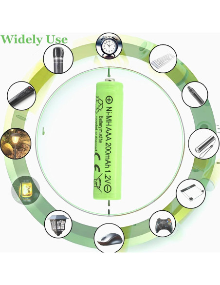 16 Baterías Recargables AAA 200mAh NiMH Yibatopow para Luces Solares