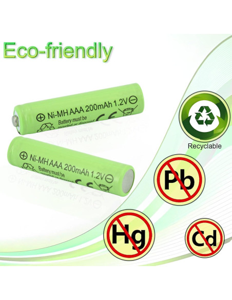 16 Baterías Recargables AAA 200mAh NiMH Yibatopow para Luces Solares