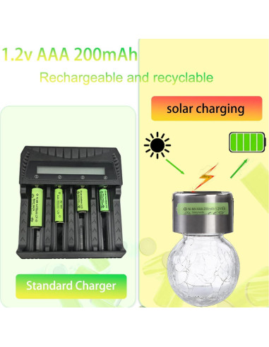 16 Baterías Recargables AAA 200mAh NiMH Yibatopow para Luces Solares