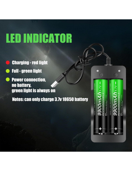 Cargador de Batería Recargable 18650 Foshanshi - 2 Bahías