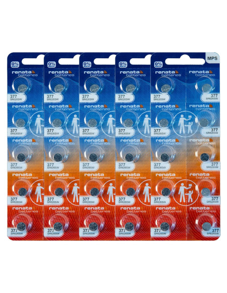 Baterías de Reloj Renata 377 SR626SW - 1.55V Óxido de Plata (50 Unidades)