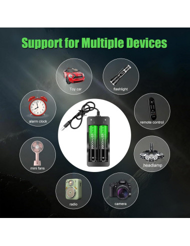 Cargador de Batería Recargable 18650 Foshanshi - 2 Bahías