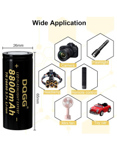 Batería Recargable 26650 PAOWANG 8800mAh Flat Top 2 Piezas 2