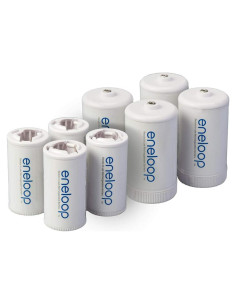 Adaptadores de Batería C y D Eneloop Panasonic K-KJBS1/2E8A - Paquete de 8