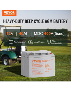 Batería de Ciclo Profundo VEVOR 12V 40Ah AGM Recargable 2