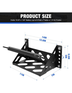 Soporte de Batería Universal MJHMY 36.5x18.4 cm Acero Resistente 2