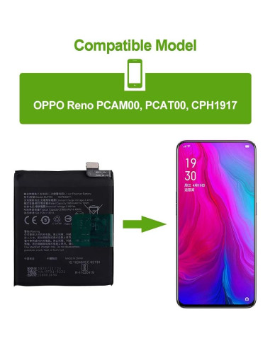 Batería de Reemplazo BLP701 para Oppo Reno PCAM00, PCAT00