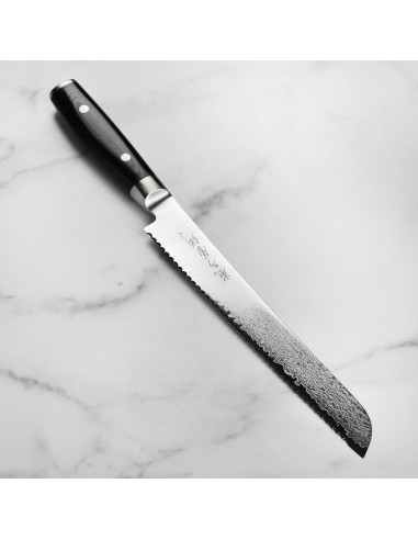 Cuchillo de Pan Yaxell Ran Plus 23 cm Damasco Hecho en Japón