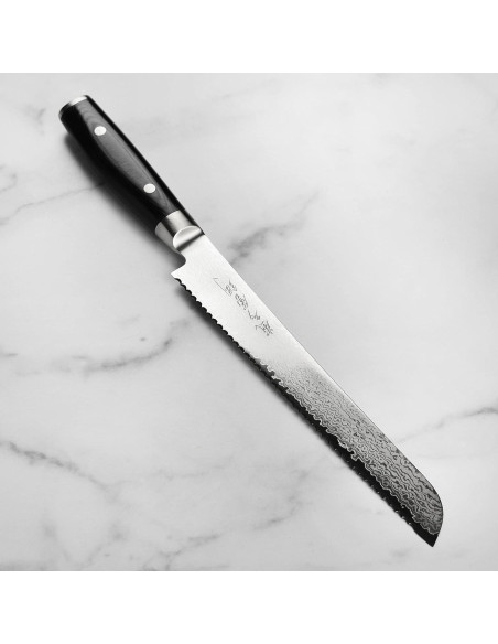 Cuchillo de Pan Yaxell Ran Plus 23 cm Damasco Hecho en Japón