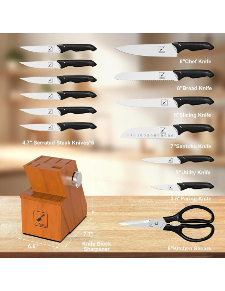 Juego de cuchillos de cocina imarku 14 piezas acero inoxidable