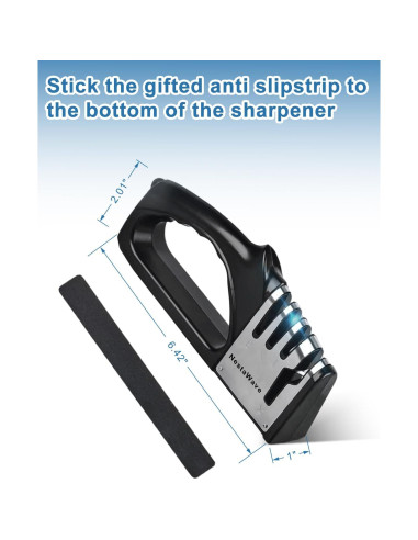 Afilador de cuchillos 4 en 1 NestaWave, acero inoxidable, negro/plata