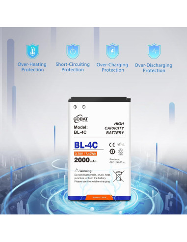 Batería BL-4C 2000mAh para Nokia 6088 6100 6101 6102