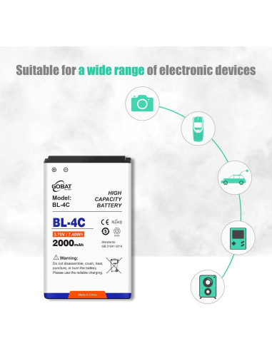 Batería BL-4C 2000mAh para Nokia 6088 6100 6101 6102
