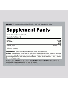 Cetonas de Frambuesa Piping Rock 500mg - 160 Cápsulas Sin OGM 2