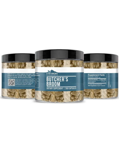 Escoba de Butcher Earthborn Elements 200 Cápsulas Puras Sin Aditivos