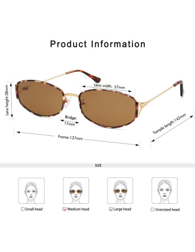 Gafas de Sol Ovaladas Retro Metal UV400 Unisex AP3625