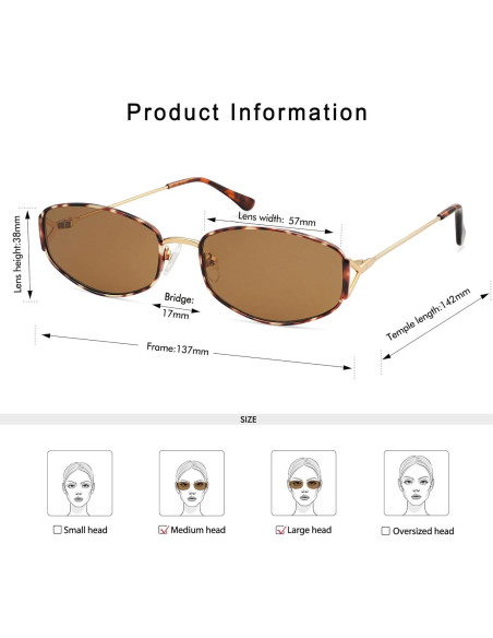 Gafas de Sol Ovaladas Retro Metal UV400 Unisex AP3625