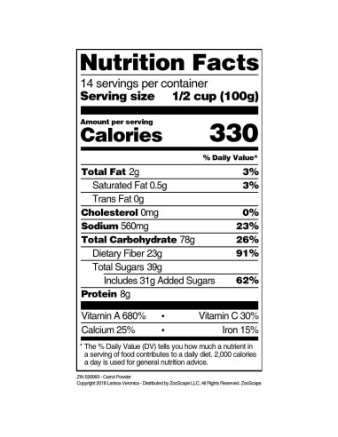 Polvo de Zanahoria 113 g Larissa Veronica Sin Gluten