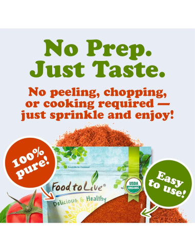 Polvo de Tomate Orgánico Food to Live 283.5g - Sin Sal Añadida