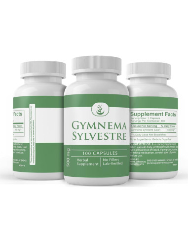 Cápsulas de Gymnema Sylvestre 100% Puras - 100 Unidades
